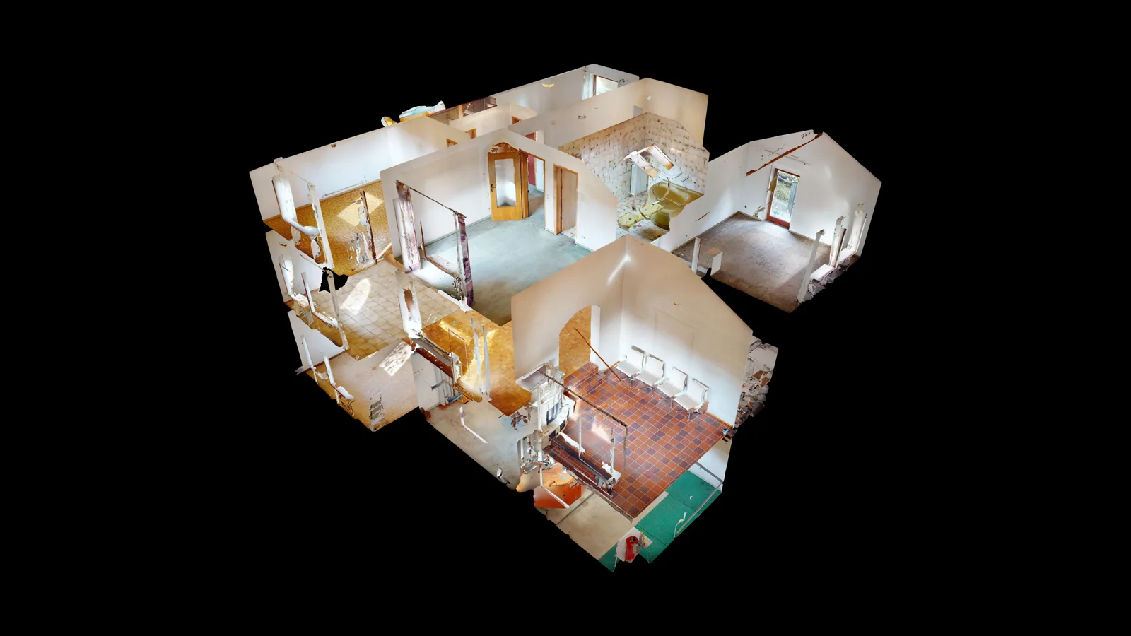 3D-Puppenhaus-Ansicht eines Einfamilienhauses